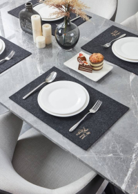 420135 Салфетка для сервировки декоративная (плейсмат) LAKANDAVA, L450, B300, H3, полиэстер, серый, золотой Eglo