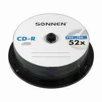 Диски CD-R SONNEN, 700 Mb, 52x, Cake Box (упаковка на шпиле) КОМПЛЕКТ 25 шт., 513531 (513531)