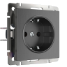 Розетка с заземлением (графит рифленый) Werkel W1171004