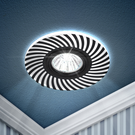 Нарушена упаковка!  <267918> DK LD32 BK /1 Светильник ЭРА декор cо светодиодной подсветкой MR16, 220V, max 11W, черный (50/1000) Б0046908