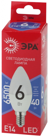 Лампа светодиодная ЭРА E14 6W 6500K матовая B35-6W-865-E14 R Б0045339 