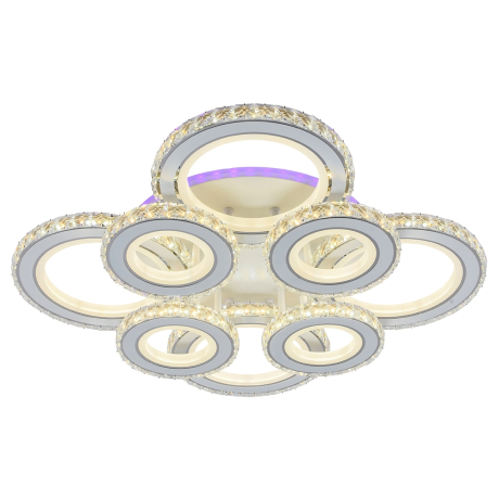 Светодиодная диммируемая люстра с ПДУ Profit Light 8061/4+4 WHT 320W+10W RGB 