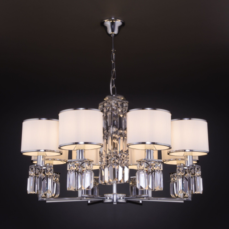 Подвесная люстра Eurosvet Zaffiro 10099/8 хром/прозрачный хрусталь Strotskis (новый абажур) 