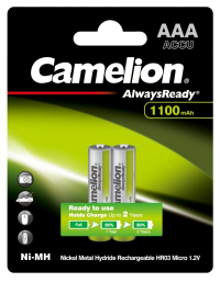 Нарушена упаковка!  <673814> Camelion Always Ready AAA-1100mAh Ni-Mh BL-2 (NH-AAA1100BP2, аккумулятор,1.2В) (15037)