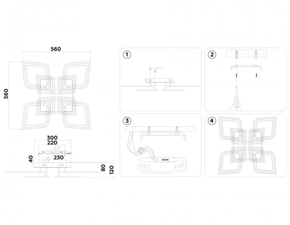 Потолочный светодиодный светильник с пультом Ambrella light ACRYLICA FA8911 