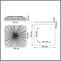7730/72L PIKO LED SN Светильник металл/пластик/белый/прозрачный LED 72Вт 3000-6000K 490х490 IP20 пульт ДУ FORTUNA SONEX