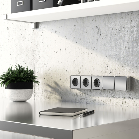 Розетка с заземлением (серебряный) Gallant Werkel W5071006 (a052773)