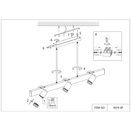 Светильник подвесной с Led лампочками в комплекте Favourite 4074-6P+Lamps 